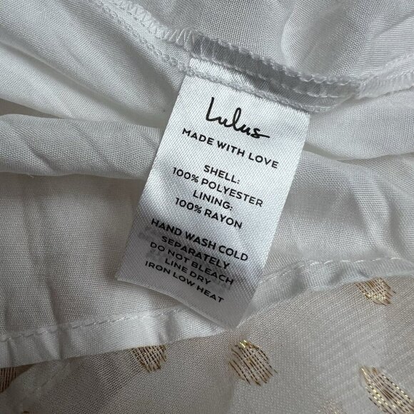 Lulus Shining Sight White Metallic Gold Polka Dot One-Shoulder Midi Dress Medium - Picture 10 of 14